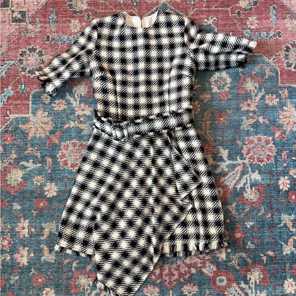 OSCAR DE LA RENTA black and white houndstooth dress